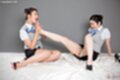 Licking girlfriends bare feet legs spread exposing her panties.jpeg